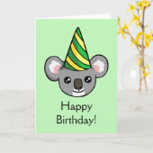 Niedliche Koala Party Hat Gezeichnet Happy Birthda Karte (Gelbe Blume)