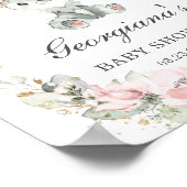 Niedliche Koala Pink Blumengeschirr Grüne Kinderdu Poster (Ecke)