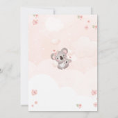 Niedliche Koala Rosa Blume Babydusche Wasserfarbe Einladung (Rückseite)