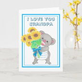 Niedliche Koala Sonnenblumenkarte Großvater Vatert Karte (Gelbe Blume)