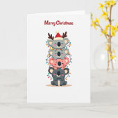 Niedliche Koala Stack Weihnachtsbeleuchtung und We Karte (Gelbe Blume)