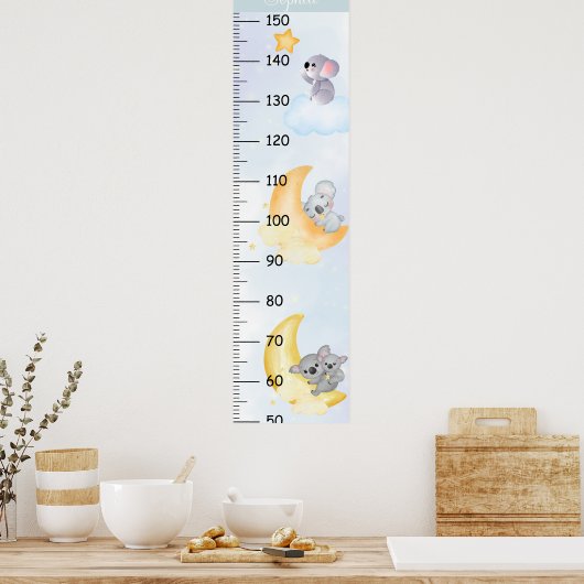 Niedliche Koala-Wachstumstabelle Poster (Küche)