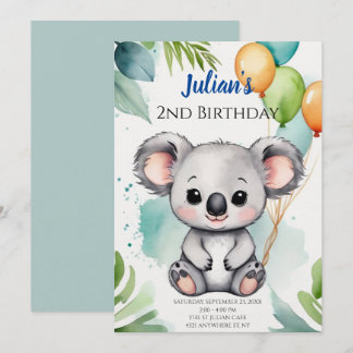 Niedliche Koala Wonderland Geburtstagsfeier Einladung