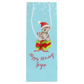 Niedliche Koalabärnkunst nannte Weihnachten blaue Geschenktüte Für Weinflaschen (Rückseite)
