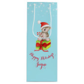 Niedliche Koalabärnkunst nannte Weihnachten blaue Geschenktüte Für Weinflaschen (Vorderseite)
