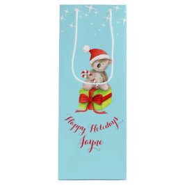 Niedliche Koalabärnkunst nannte Weihnachten blaue Geschenktüte Für Weinflaschen