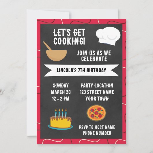 Niedliche Kochen Party Einladung (Vorderseite)