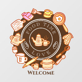 Niedliche Kochnische Braun Weclome Fensterheber Fensteraufkleber