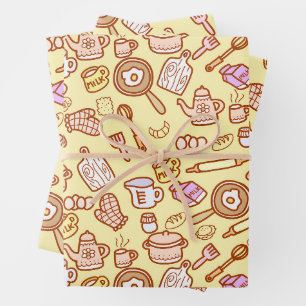 Niedliche Kochnische Gelb Geschenkpapier Set