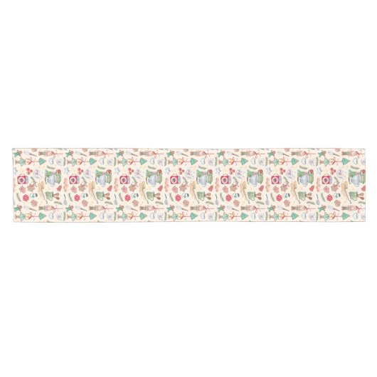 Niedliche Kochnische mit Nutcracker Kurzer Tischläufer (Horizontal)