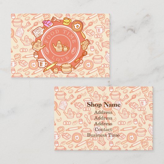 Niedliche Kochnische Orange Visitenkarte (Vorne/Hinten)