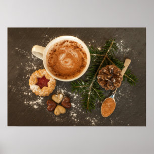 Niedliche Kochschokolade, Kekse und Süßigkeiten Poster