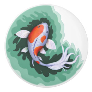 Niedliche Koi Fisch-Kunst Keramikknauf