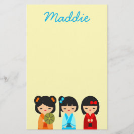 Niedliche Kokeshi-Japanische Puppen Briefpapier