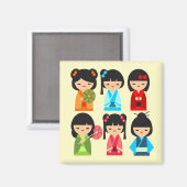 Niedliche Kokeshi Japanische Puppen Magnet (Vorderseite/Rückseite)