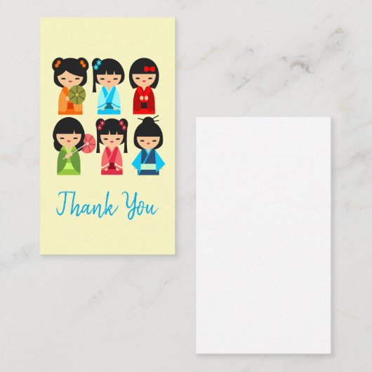 Niedliche Kokeshi Japanische Puppen Mitteilungskarte (Vorne/Hinten)