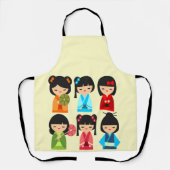 Niedliche Kokeshi Japanische Puppen Schürze (Vorderseite)