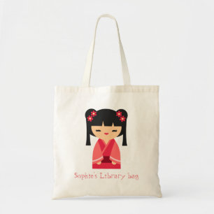 Niedliche Kokeshi - Japanische Puppenbibliothek Tragetasche