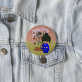 Niedliche kokeshi Puppe mit Kirschblütenbaum Button (Beispiel)