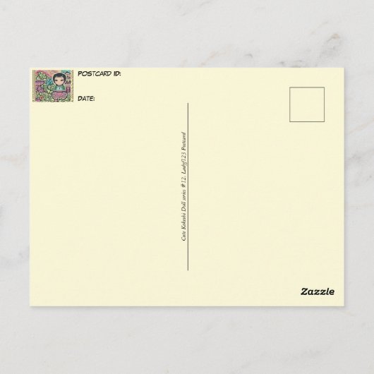 Niedliche Kokeshi-Puppe, Postüberquerung Postkarte (Rückseite)