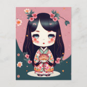 Niedliche Kokeshi-Puppe, Postüberquerung Postkarte (Vorderseite)