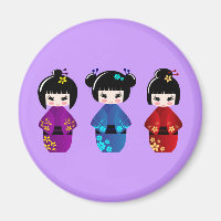 Niedliche Kokeshi Puppen Cartoon