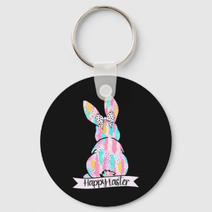 Niedliche Kokette Fröhlicher Osterhase und Bögen P Schlüsselanhänger