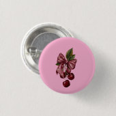 Niedliche Kokette Kirsch-Schleife Rosa Ästhetik Button (Vorne & Hinten)
