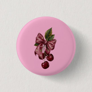 Niedliche Kokette Kirsch-Schleife Rosa Ästhetik Button