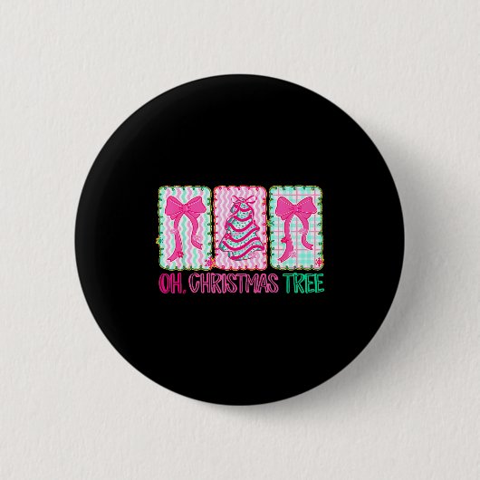 Niedliche Kokette Oh Weihnachtsbaum Torte Bogen Ti Button (Vorderseite)