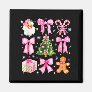 Niedliche Kokette Schleife Rosa Weihnachtsbaum San Magnet