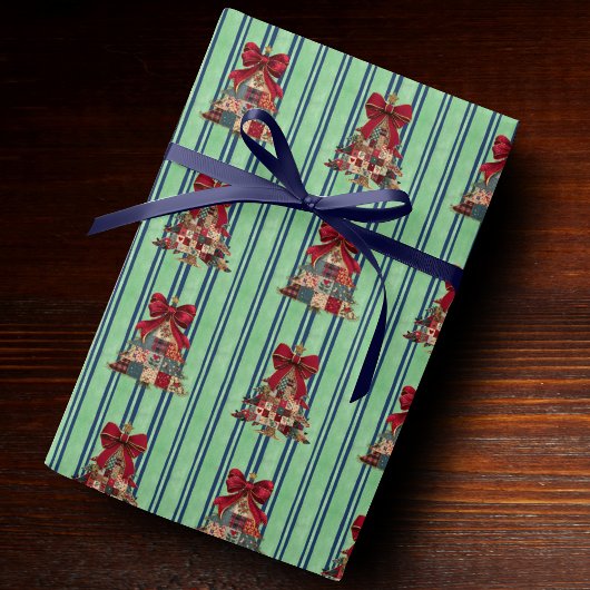 Niedliche Koketten-Patchwork-Weihnachtsbäume gestr Geschenkpapier