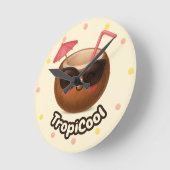 Niedliche Kokosnuss - Tropisches Design mit pastel Runde Wanduhr (Winkel)