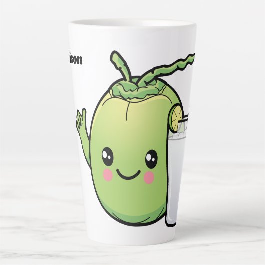 Niedliche Kokosnüsse individuelle Name Milchtasse (Vorderseite)