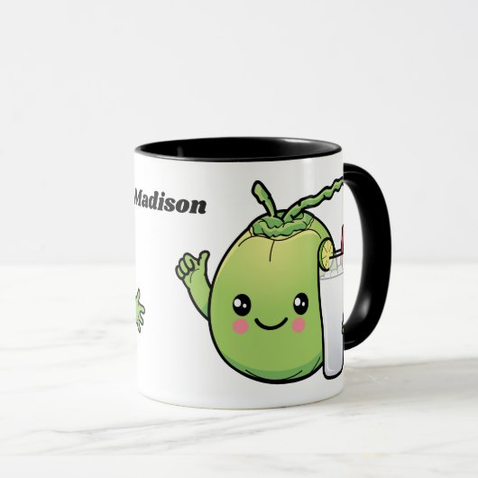 Niedliche Kokosnüsse individuelle Name Tasse (VorderseiteRechts)