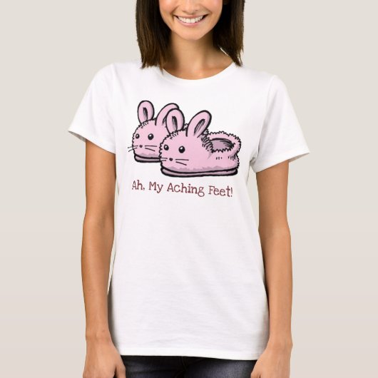 Niedliche, komfortable Pink Bunny Rabbit Slippers T-Shirt (Vorderseite)