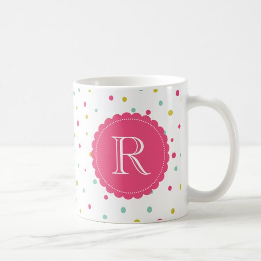Niedliche Konfetti Dots Muster Monogramm Tasse (Rechts)