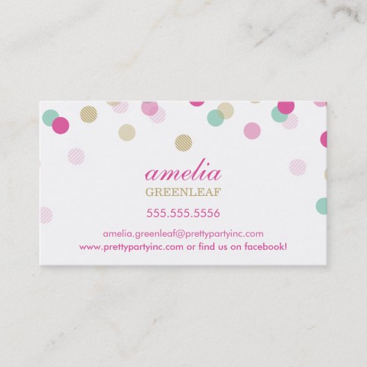 niedliche Konfetti hübscher, sprichwörtlicher Gold Visitenkarte (Vorderseite)