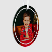 Niedliche Kontur personalisiertes rotes Foto Ornament (Vorderseite)