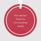 Niedliche Kontur personalisiertes rotes Foto Ornament (Rückseite)