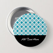 Niedliche Konzentrierte Kreise Muster Aqua Button (Vorne & Hinten)