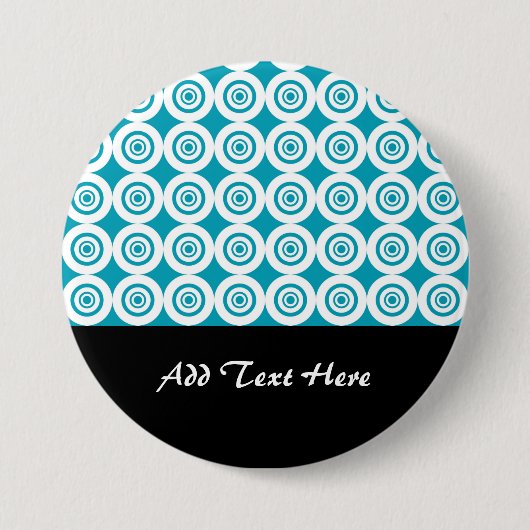 Niedliche Konzentrierte Kreise Muster Aqua Button (Vorderseite)