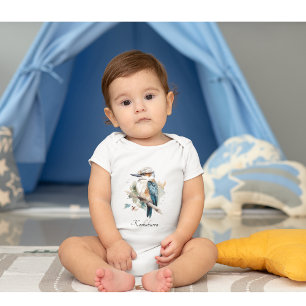 Niedliche Kookaburra auf einem Ast in Aquarellfarb Baby Strampler