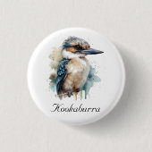 Niedliche Kookaburra auf einer Zweigstelle , Brauc Button (Vorderseite)