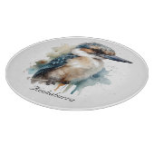 Niedliche Kookaburra auf einer Zweigstelle , Brauc Schneidebrett (Ecke)