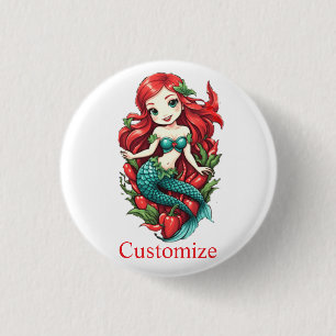 Niedliche Kopffüßer mit zwei Schwänzen Mermaid Thu Button
