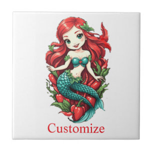 Niedliche Kopffüßer mit zwei Schwänzen Mermaid Thu Fliese