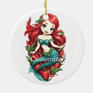 Niedliche Kopffüßer mit zwei Schwänzen Mermaid Thu Keramik Ornament