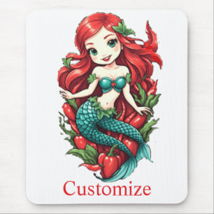 Niedliche Kopffüßer mit zwei Schwänzen Mermaid Thu Mousepad