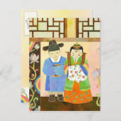 Niedliche koreanische Braut und Bräutigam: Save th Ankündigungspostkarte (Vorne/Hinten)